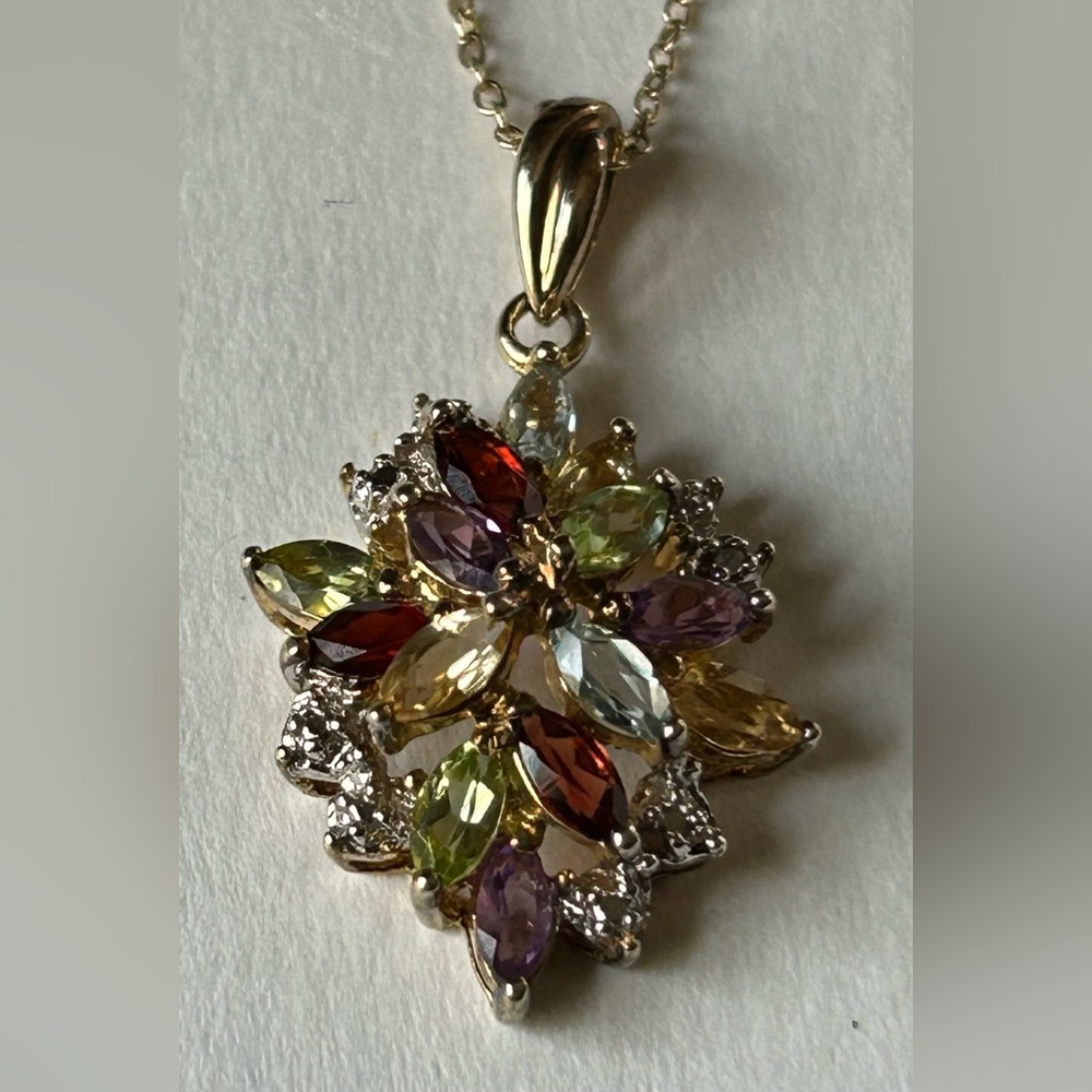 18k Plated SS Semi Precious Gemstone Pendant Necklace